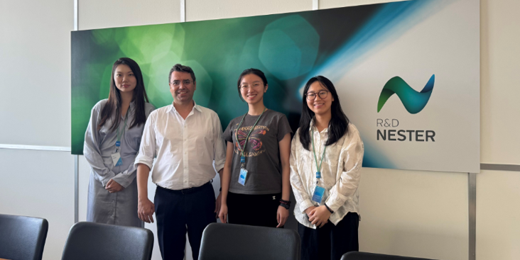 Ms. Yu Shaoyuan, Ms. Xiao Ting and Ms. Stephanie Weidanh with his internship mentor, Nuno Pinho da Silva 